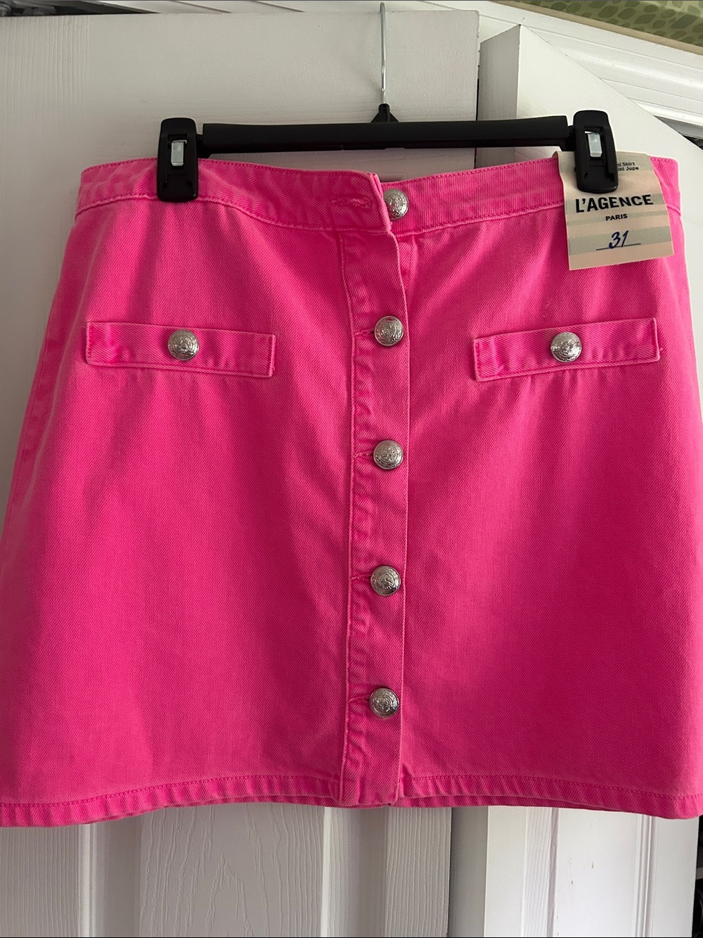 L'AGENCE Hot Pink Button-Front Mini Skirt sz 31